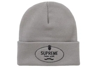Pre-owned Supreme Crest Beanie In Grey
