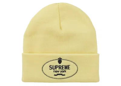 Pre-owned Supreme Crest Beanie In Pale Yellow
