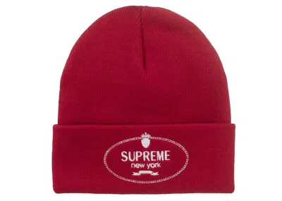 Pre-owned Supreme Crest Beanie In Red