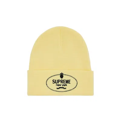 Pre-owned Supreme Crest Beanie 'light Yellow' | Men's Size Onesize