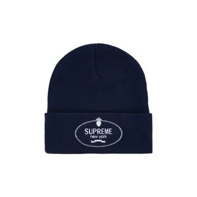 Pre-owned Supreme Crest Beanie 'navy' | Blue | Men's Size Onesize