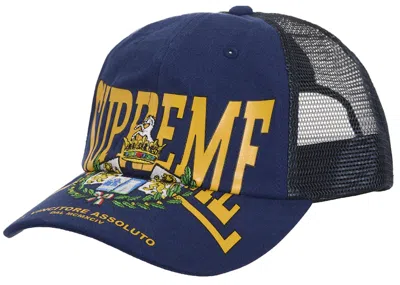 Pre-owned Supreme Crest Mesh Back 6panel In Navy Blue