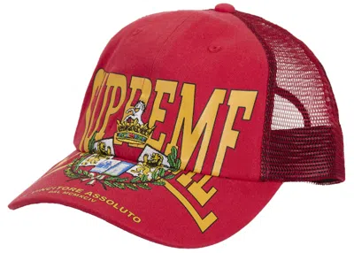 Pre-owned Supreme Crest Mesh Back 6panel In Red