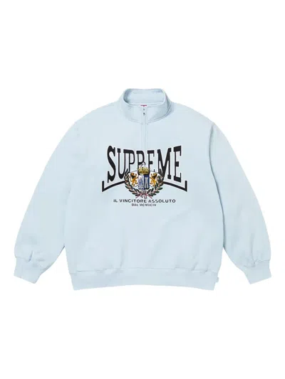 Supreme Crest-appliqué Half-zip Sweatshirt In Blue