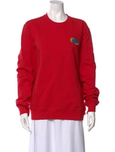 Pre-owned Supreme Crew Neck Long Sleeve Sweatshirt In Red