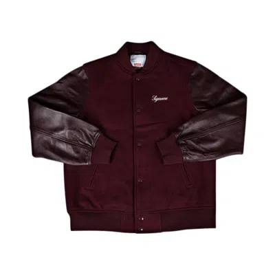 Pre-owned Supreme Crew Varsity Jacket 'burgundy' | Red | Men's Size L