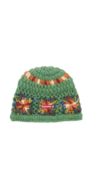 Pre-owned Supreme Crochet Beanie In Green