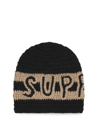 Supreme Crochet Beanie Hat In Black