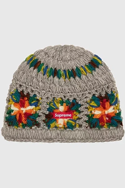 Supreme Crochet Beanie In Light Grey, Men's At Urban Outfitters In Multi