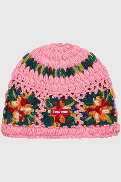 Supreme Crochet Beanie In Pink, Men's At Urban Outfitters