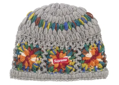 Pre-owned Supreme Crochet Beanie (ss25) In Heather Grey
