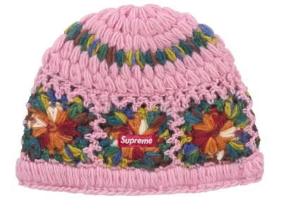 Pre-owned Supreme Crochet Beanie (ss25) In Pink
