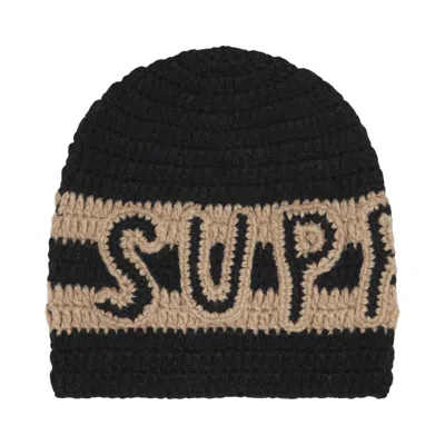 Pre-owned Supreme Crochet Logo Beanie 'black' | Men's Size Onesize