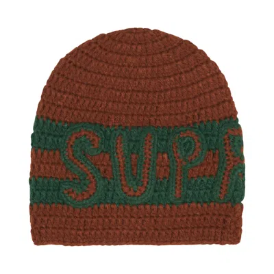 Pre-owned Supreme Crochet Logo Beanie 'brown' | Men's Size Onesize