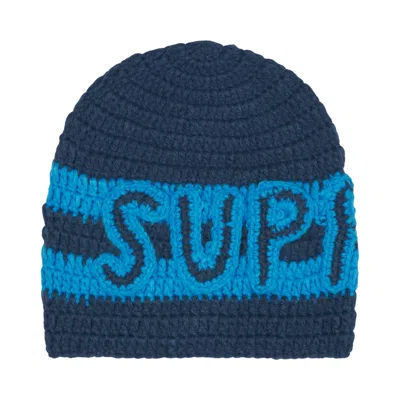 Pre-owned Supreme Crochet Logo Beanie 'navy' | Blue | Men's Size Onesize
