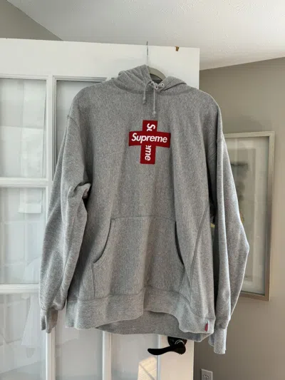 Pre-owned Supreme Cross Box Logo Hoodie In Grey