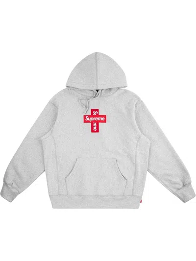 Supreme Cross Box Logo Hoodie In Grey