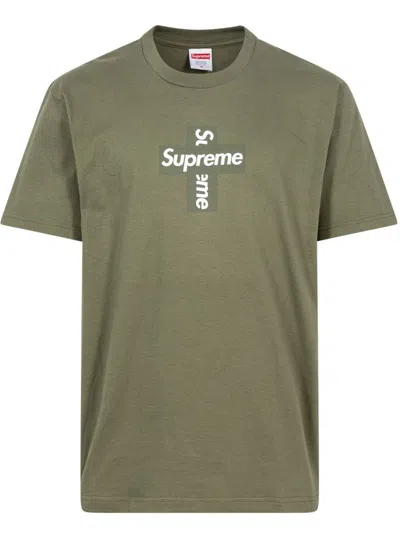 Supreme Cross Box Logo T-shirt In Green
