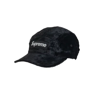 Pre-owned Supreme Crushed Velvet Camp Cap 'black' | Men's Size Onesize