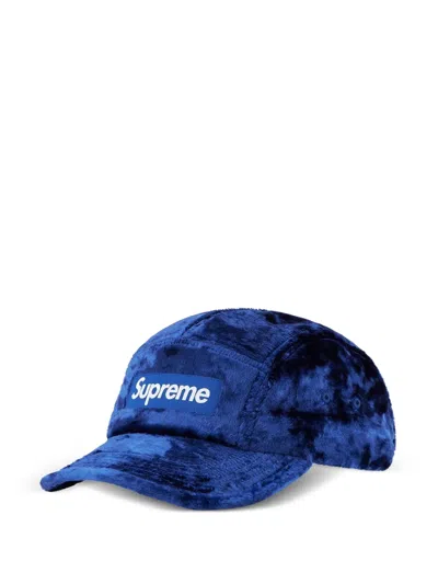 Supreme Crushed Velvet Camp Cap In Blue