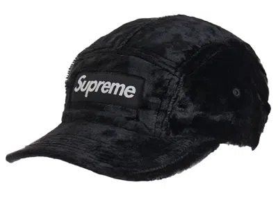 Pre-owned Supreme Crushed Velvet Camp Cap In Black