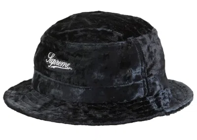 Pre-owned Supreme Crushed Velvet Crusher Hat In Black