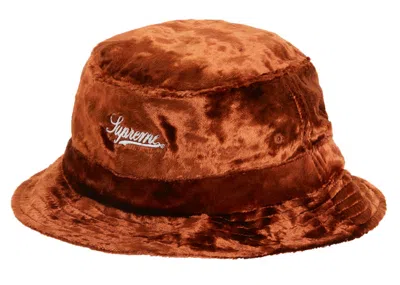Pre-owned Supreme Crushed Velvet Crusher Hat In Rust