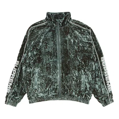 Pre-owned Supreme Crushed Velvet Track Jacket 'olive' In Green