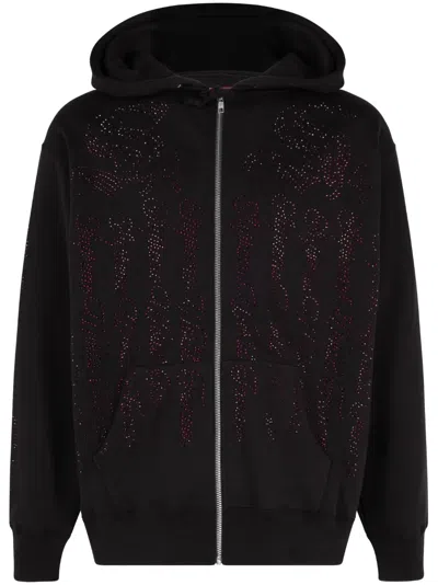 Supreme Crystal-embellished Hoodie In Black