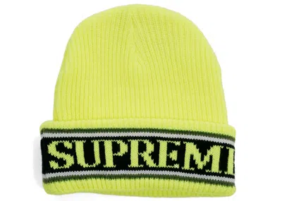 Pre-owned Supreme Cuff Logo Beanie In Fluorescent Yellow