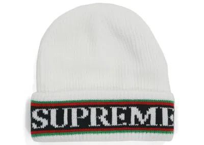 Pre-owned Supreme Cuff Logo Beanie In White