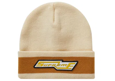 Pre-owned Supreme Cuff Stripe Beanie In Natural