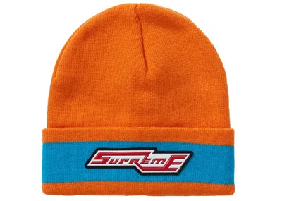 Pre-owned Supreme Cuff Stripe Beanie In Orange
