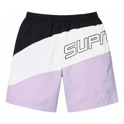 Supreme Curve Nylon Short 'black White Purple' In Blue
