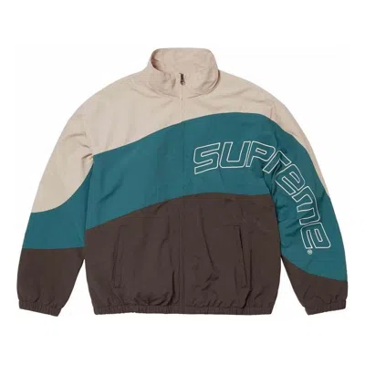 Supreme Curve Track Jacket 'tan Black Blue' In Brown