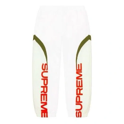 Supreme Curve Track Pants 'white Red Olive Green'