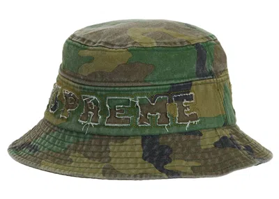 Pre-owned Supreme Cutout Crusher Hat In Woodland Camo