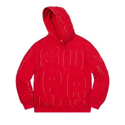 Pre-owned Supreme Cutout Letters Hooded Sweatshirt 'red'