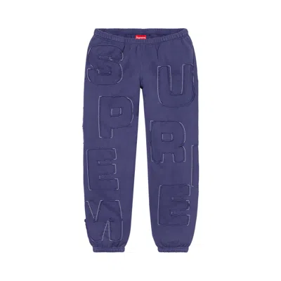 Pre-owned Supreme Cutout Letters Sweatpants 'washed Navy'