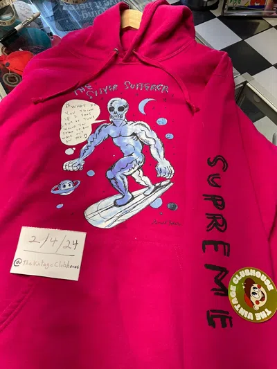 Pre-owned Supreme Daniel Johnston Silver Surfer Hoodie Size Xl In Hot Pink