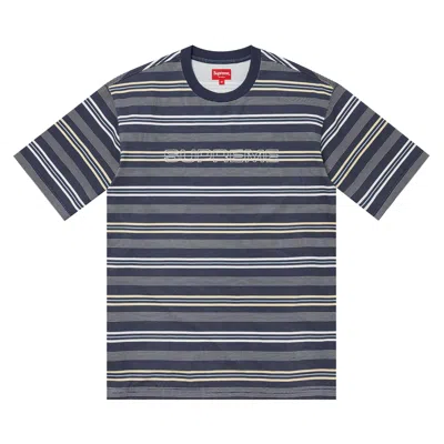 Pre-owned Supreme Dash Stripe Short-sleeve Top 'navy' In Blue