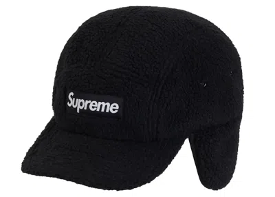 Pre-owned Supreme Deep Pile Earflap Camp Cap In Black