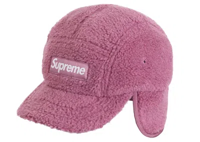 Pre-owned Supreme Deep Pile Earflap Camp Cap In Dusty Pink