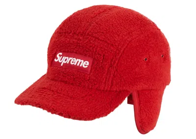 Pre-owned Supreme Deep Pile Earflap Camp Cap In Red
