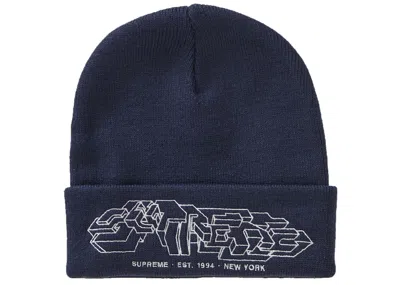 Pre-owned Supreme Delta Logo Beanie In Navy Blue