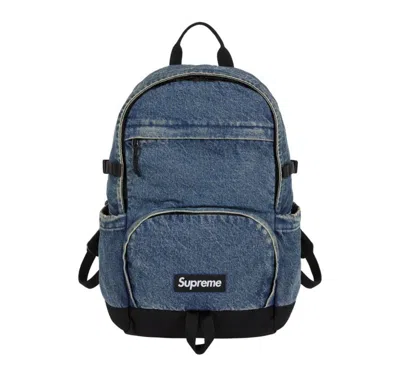 Pre-owned Supreme Denim Backpack Fw25 In Blue