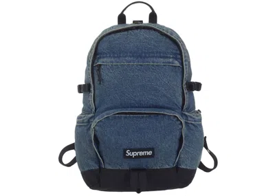 Pre-owned Supreme Denim Backpack In Washed Indigo In Blue