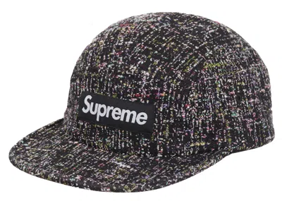 Pre-owned Supreme Denim Boucle Camp Cap In Black
