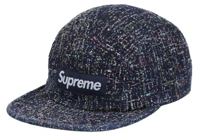 Pre-owned Supreme Denim Boucle Camp Cap In Navy Blue
