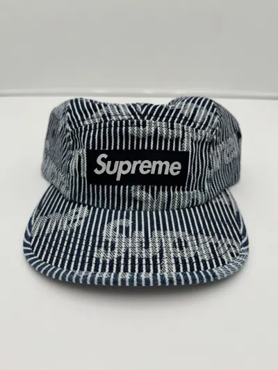 Pre-owned Supreme Denim Camp Cap Blue Stripe Ss24